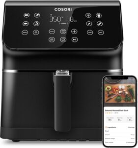 COSORI Smart Air Fryer(100 Recipes), 12-in-1 Large XL Air Fryer Oven with Upgrade Customizable 10 Presets & Shake Reminder, Preheat, Keep Warm, Works with Alexa & Google Assistant, 5.8QT, Wi-Fi-Black