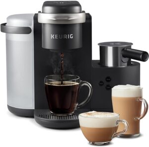 Keurig K-Cafe Single-Serve K-Cup Coffee Maker, Latte Maker and Cappuccino Maker, Comes with Dishwasher Safe Milk Frother, Coffee Shot Capability, Compatible With all Keurig K-Cup Pods, Dark Charcoal Steel