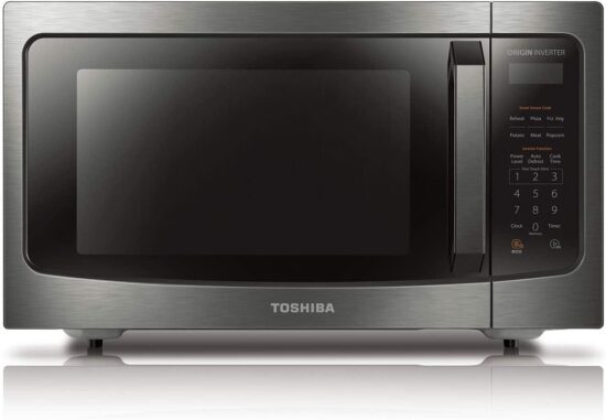 Toshiba ML-EM45PIT (BS) Microwave Oven with Inverter Technology, LCD Display and Smart Sensor, 1.6 Cu.ft, Black Stainless Steel FitToKitchen.com