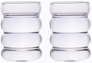 Adarl 2pcs 10oz Creative Wave Clear Cut Glass Clear Glass Tea Cups Top View tea cups teacups teacups set tea mugs cup set