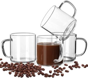 LUXU Glass Coffee Mugs Set of 4,Large Wide Mouth Mocha Hot Beverage Mugs (14oz) White coffee mug set white coffee mug coffee mug