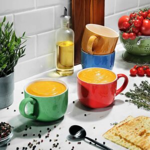 Set of 4 Jumbo 18oz Wide-mouth Soup & Cereal Ceramic Coffee Mugs (Classic) multicolor coffee mug set white coffee mug coffee mug