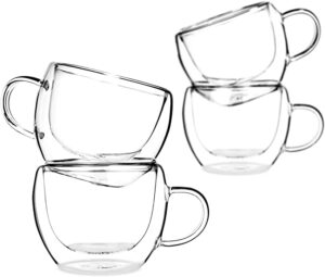 Tealyra - UNIVERSE 8-ounce Clear Cut Glass Clear Glass Tea Cups Top View tea cups teacups teacups set tea mugs cup set
