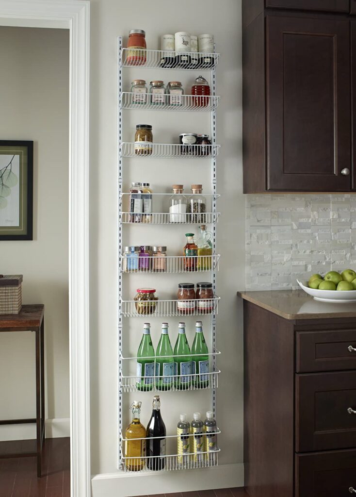 Add shelves to hold cookbooks, spices, or other kitchen items