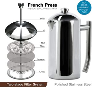 Frieling Double-Walled Stainless-Steel French Press Coffee Maker in Frustration Free Packaging, Polished, 17 Ounces automatic coffee machine espresso bean to cup coffee machines coffee mak