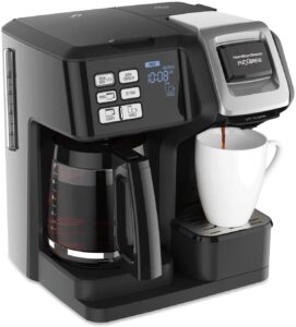 Hamilton Beach 49976 FlexBrew Trio 2-Way Coffee Maker, Compatible with K-Cup Pods or Grounds, Combo, Single Serve & Full 12c Pot, Black automatic coffee machine espresso bean to cup coffee